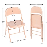 Lot de 4 chaises pliantes Homy Casa - Chaises en métal durables et élégantes en bleu/gris/rose Morandi élégant