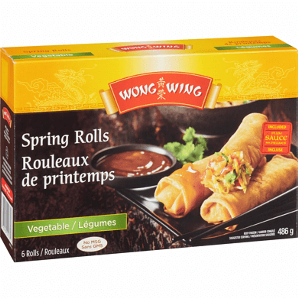 Wong Wing Vegetable Spring Rolls, 6 Vegetable Spring Rolls with sauce