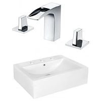 American Imaginations 20.25-in. W Above Counter White Bathroom Vessel Sink Set For 3H8-in. Center Faucet AI-22489