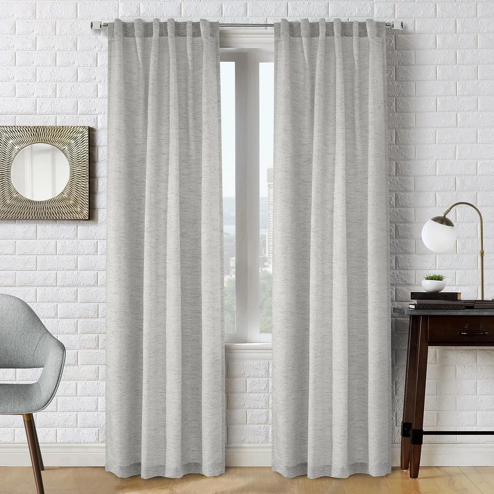 Loft Living Davos, filtrant la lumière panneau de rideau jacquard à double entête 52" x 95", argent
