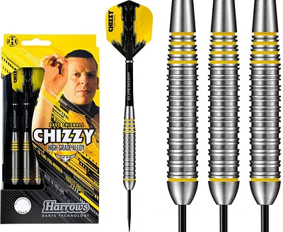 Harrows Chizzy Dave Chisnall High-Grade Alloy Darts -  Includes Three Steel-Tip “Tungsten-Look” Brass Darts, Three Supergrip Shafts & Three Prime Flights - 21 Grams
