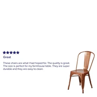 Commercial Grade 4 Pack Copper Metal Indoor-Outdoor Stackable Chair