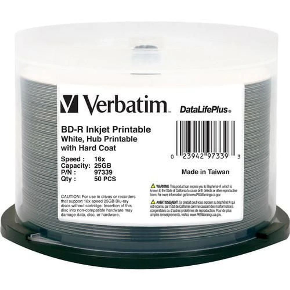 Verbatim Bd-R 6X White Inkjet Hub Printable Disc