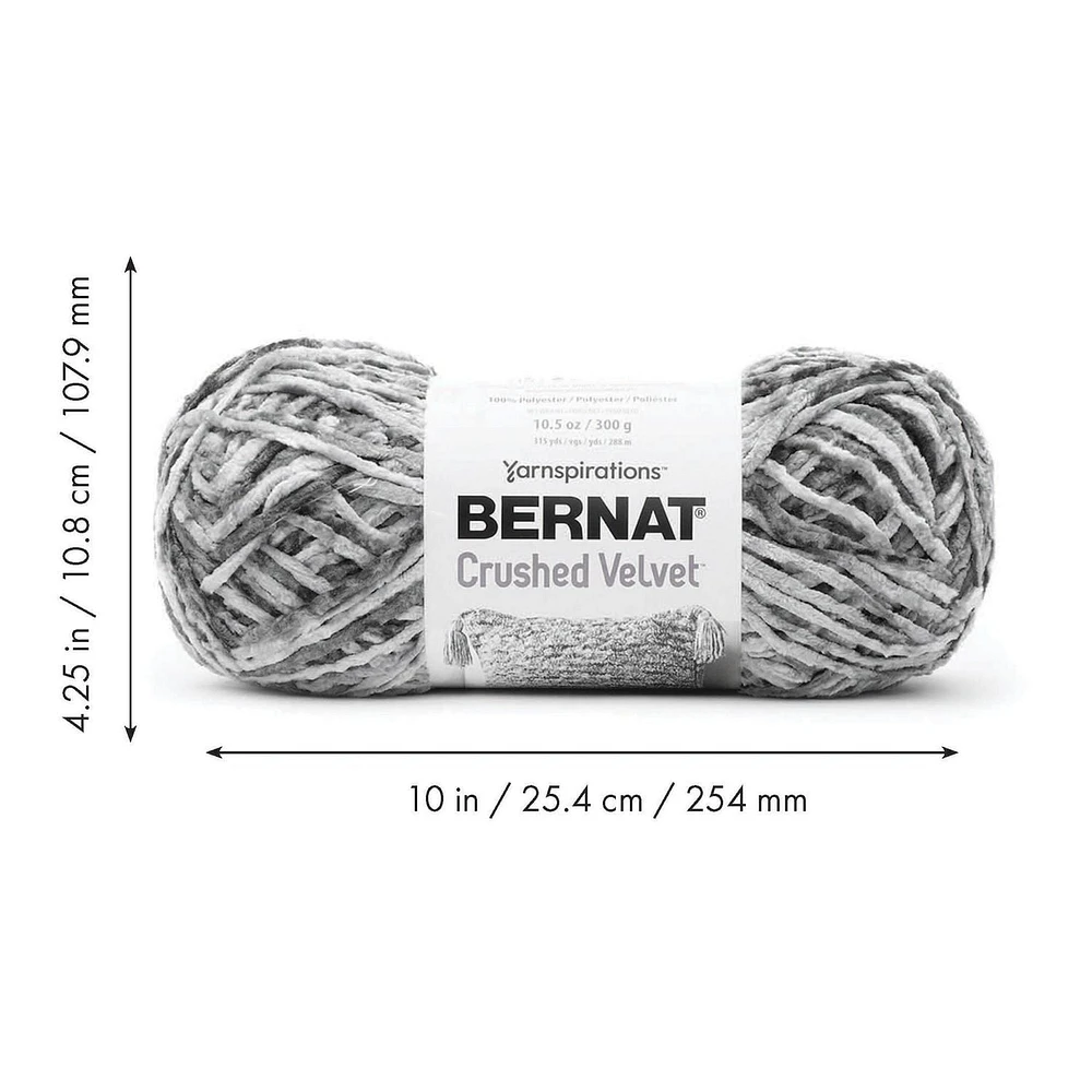 Bernat® Crushed Velvet™ Yarn, Polyester #5 Bulky, 10.5oz/300g, 315 Yards, Soft multi-tonal velvet yarn