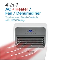 Climatiseur portatif avec chauffage Black + Decker, 8 150 BTU SACC/CEC (12 000 BTU ASHRAE 128) avec chauffage 10 500 BTU pour pièces jusqu'à 550 pi2, blanc