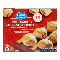 Rouleaux de saucisses cocktail surgelés Great Value 19 pièces, 360 g