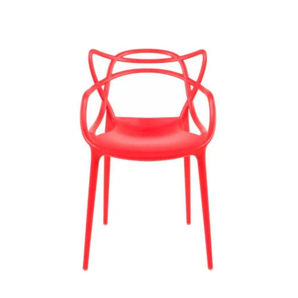 Chaise de salle à manger en plastique rouge de la collection Heavenly, lot de 3
