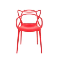 Chaise de salle à manger en plastique rouge de la collection Heavenly, lot de 3