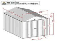 Abri de rangement en acier Arrow Elite, 10 x 14 pi, Bleu Gris