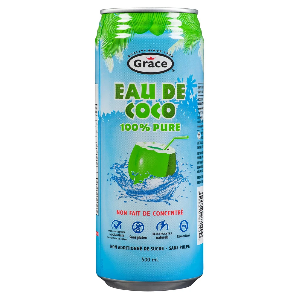 Grace 100% Pure Coconut Water, 500 ml Can, Grace 100% Pure Coconut Water, 500ml Can