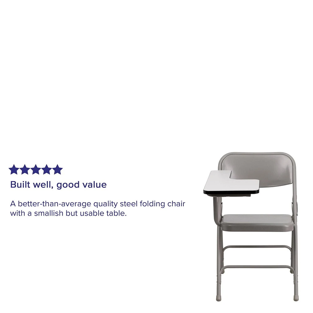 Lot de 2 pièces - Chaise pliante en acier de première qualité avec bras de tablette pour droitier