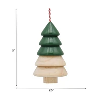 Holiday Time Winter Chalet Wooden Christmas Tree Ornament, Green