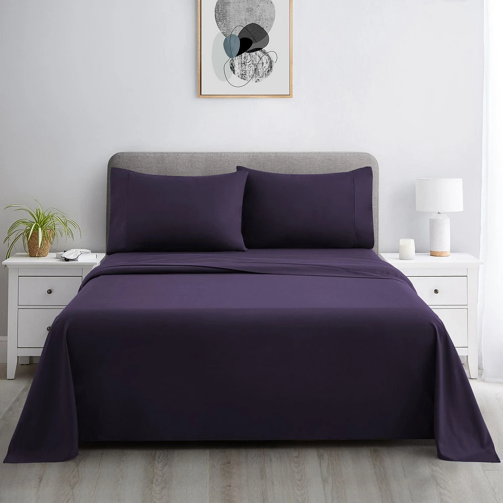 Ensemble de literie Marina Decoration 600 fils ultra doux en coton percale à fibres longues, toutes saisons, avec taie d'oreiller, pour hôtel standard