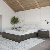 Ensemble de chambre à coucher Jane 4 pièces avec lit queen size, tête de lit rembourrée et 2 tables de chevet