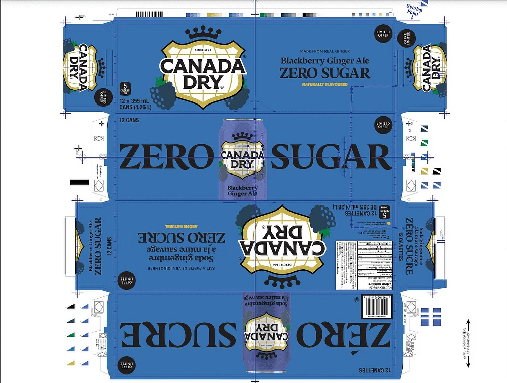 Canada Dry Zero Sugar Blackberry Ginger Ale 12X355ml