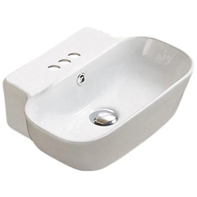 American Imaginations 16.34-in. W Wall Mount White Bathroom Vessel Sink For 3H4-in. Center Drilling AI-28521