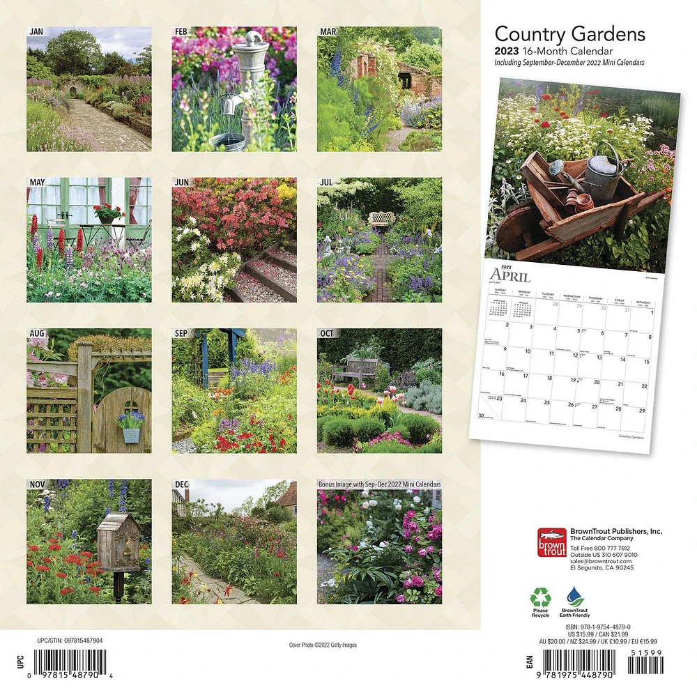 Country Gardens | 2023 12x24 Inch Square Wall Calendar