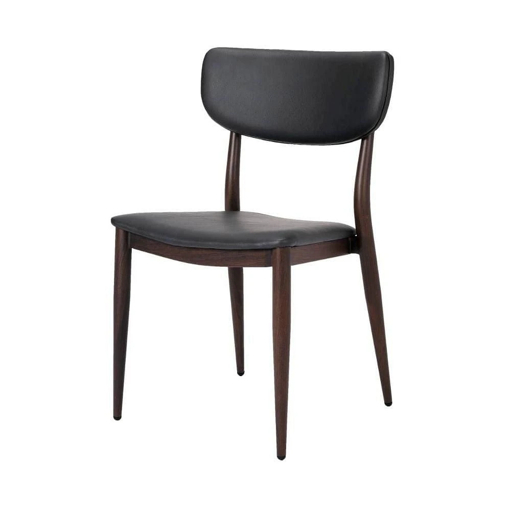 Chaise de salle à manger en similicuir PU Sammy en gris avec cadre en métal noir, Chaise de salle à manger latérale, Chaise sans accoudoirs Ensemble 2