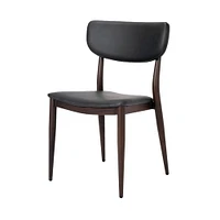 Chaise de salle à manger en similicuir PU Sammy en gris avec cadre en métal noir, Chaise de salle à manger latérale, Chaise sans accoudoirs Ensemble 2