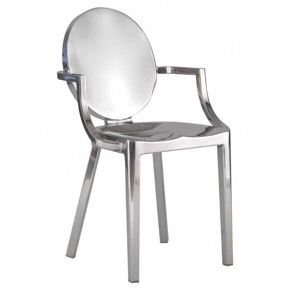 Chaise de salle à manger élégante avec finition chromée brillante – Design élégant et moderne pour des salles à manger élégantes, acier inoxydable, avec accoudoirs