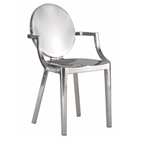 Chaise de salle à manger élégante avec finition chromée brillante – Design élégant et moderne pour des salles à manger élégantes, acier inoxydable, avec accoudoirs