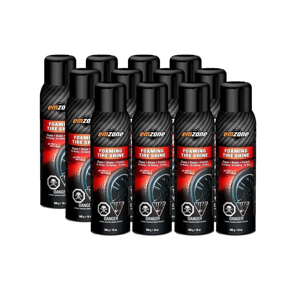 emzone Brillance de pneu moussante, 500 g / 18 oz - Caisse de 12