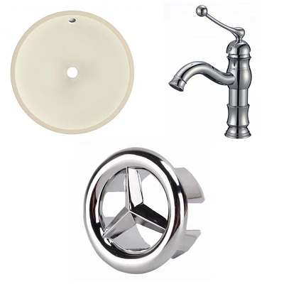 American Imaginations 16-in. W Round Bathroom Undermount Sink Set In Biscuit - Chrome Hardware AI-26773