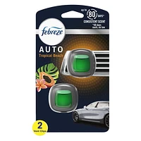 Febreze AUTO Air Freshener Vent Clip Tropical Beach Scent, 2.2 mL Car Vent Clip, Pack of 2