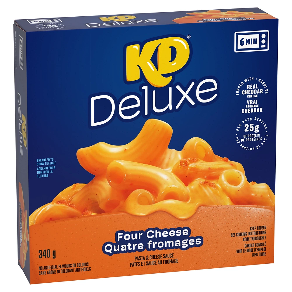 KD Deluxe Four Cheese Macaroni and Cheese Frozen Dinner, 340g Box, 340g