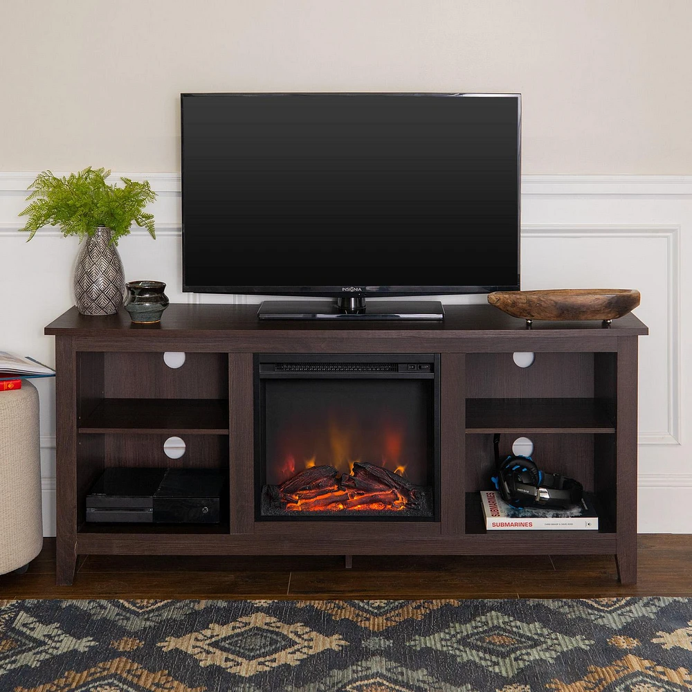 Manor Park Minimal Farmhouse Fireplace TV Stand for TV's up to 64"- Multiple Finishes