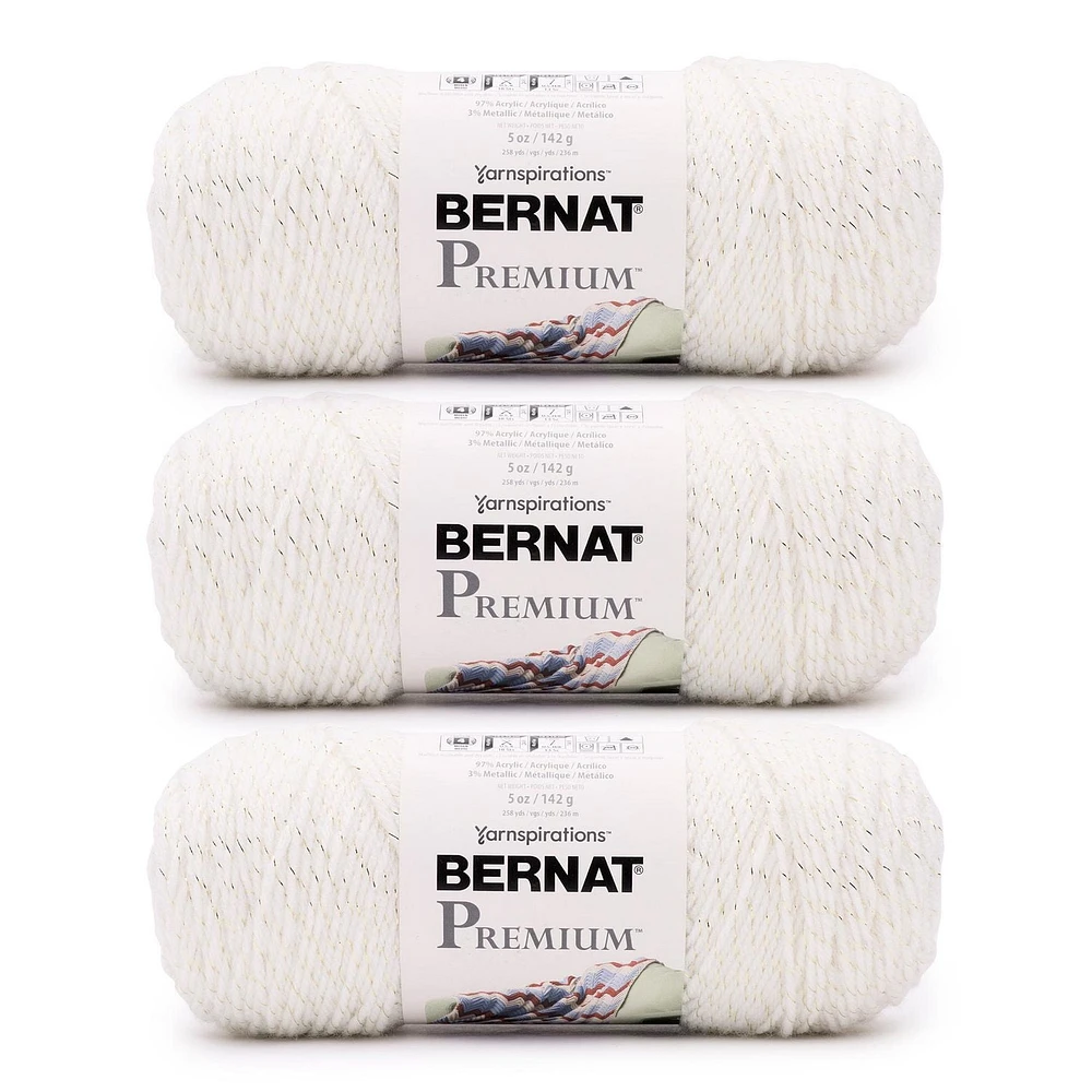 Bernat® Premium™ Sparkle Yarn (3 Pack), Acrylic #4 Medium, 5oz/142g, 258 Yards