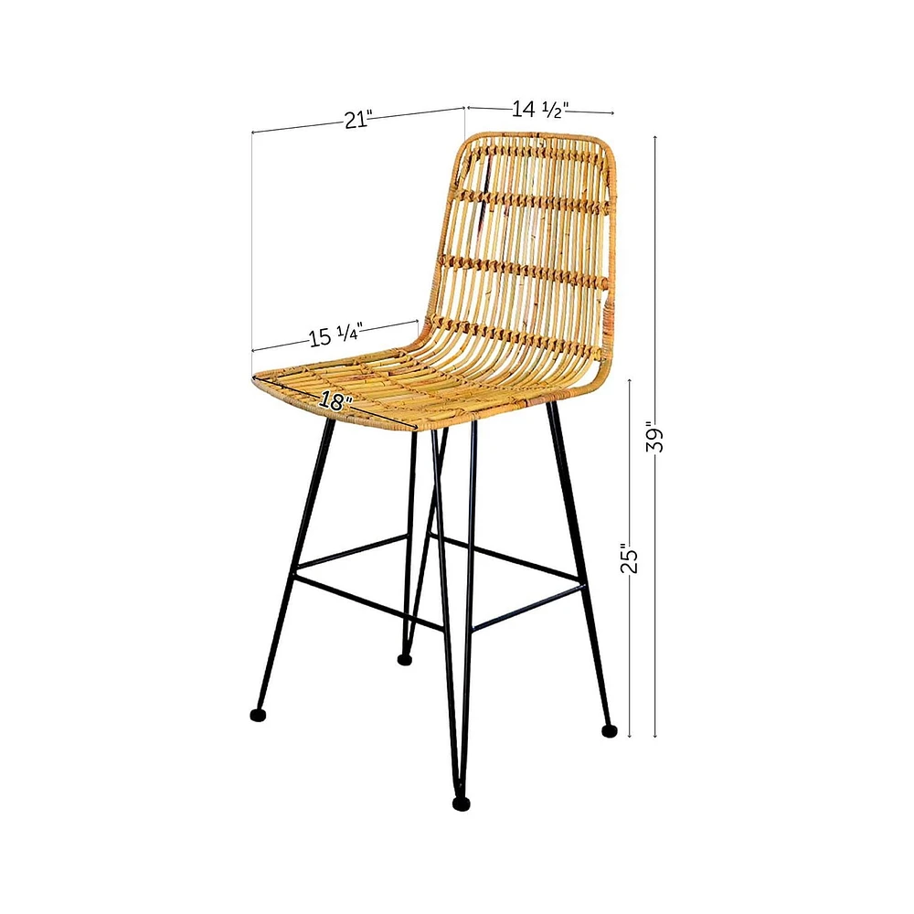 Rattan Counter Stool, Set of 2 from the collection Balka South Shore