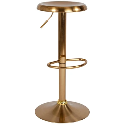 Tabouret de bar à hauteur réglable de la série Madrid au fini doré