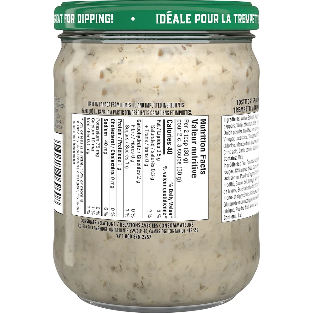 Tostitos Spinach Dip, 432 ml.