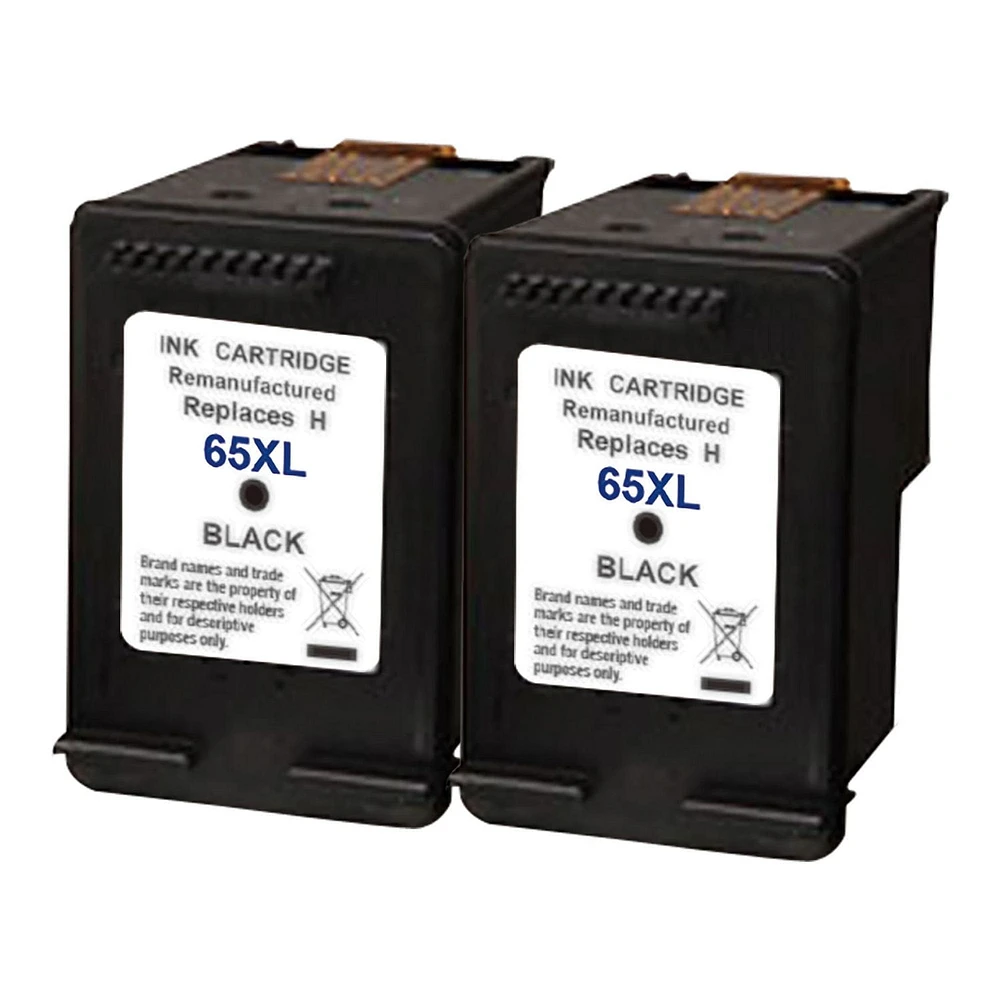 L-ink 2 Pack Compatible HP 65XL High Yield Black Ink Cartridge (N9K04AN)