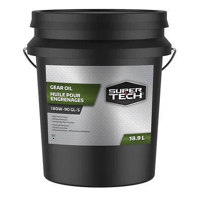 SuperTech Huile pour engrenages SAE 80W-90 GL-5, seau, 18.9L Application haute performance et extrême pression
