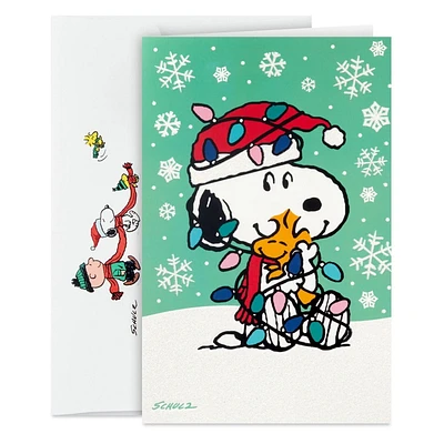Connections from Hallmark Peanuts Snoopy and Woodstock Hugging Boxed Christmas Cards, Pack of 20