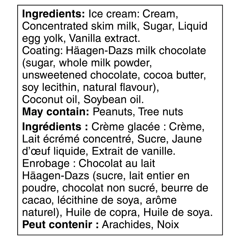 Barres de crème glacée HÄAGEN-DAZS® Vanille lait 3 x 88 ml 264 ML