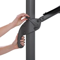 CorLiving Auvent en tissu durable de 11,5 pi avec titre décalé et parasol rotatif de luxe avec cadre en aluminium pour terrasse, jardin et plus encore