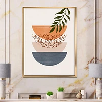 Designart Soleil géométrique abstrait et lune avec feuille III ART MURAL À CADRE FLOTT