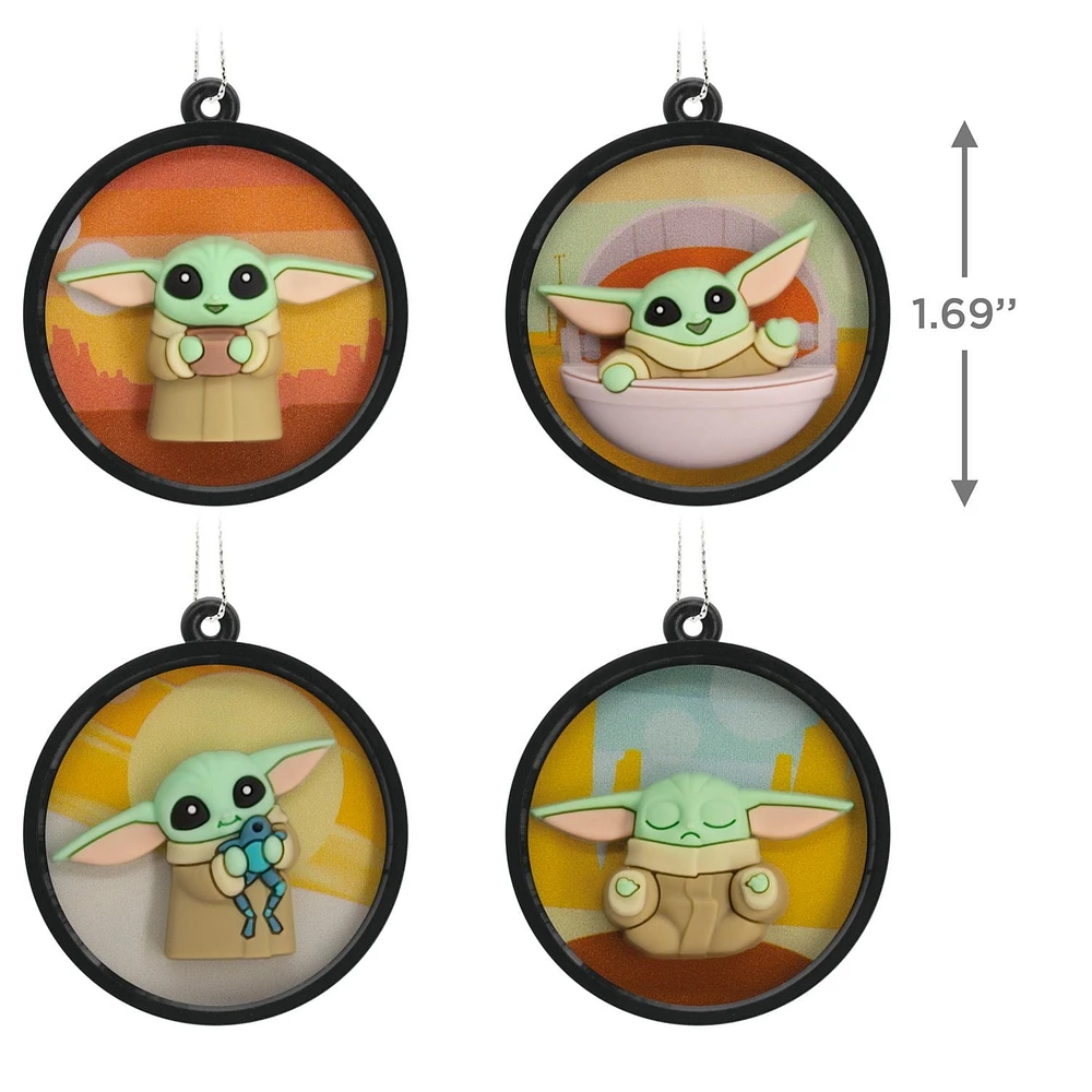 Ensemble de 4 mini décorations Hallmark de Noël (Grogu, La Guerre des étoiles : Le Mandalorien, plastique incassable)
