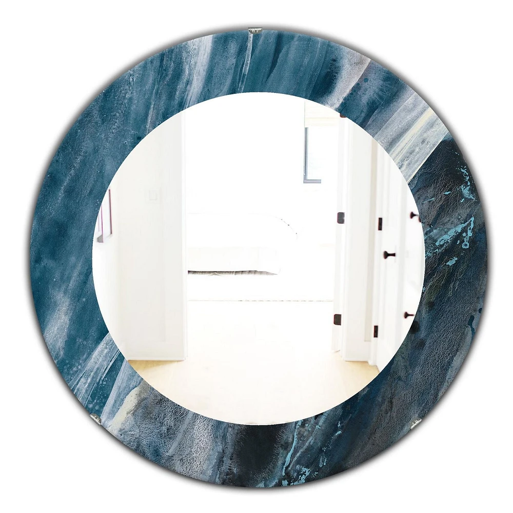 Designart 'Splash Blue Indigo' Miroir Moderne - Miroir Mural Ovale ou Rond - 32x32