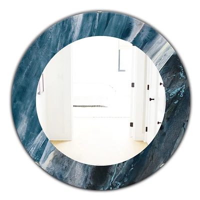 Designart 'Splash Blue Indigo' Miroir Moderne - Miroir Mural Ovale ou Rond - 32x32