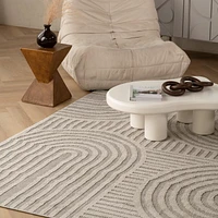 Tapis d'interieur exterieur abstrait Rug Branch Hogar, gris creme, moderne - Salon, chambre, salle a manger et cuisine