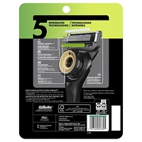 GilletteLabs with Exfoliating Bar Shaving Razor for Men, Black & Gold Edition, 1 Handle, 4 Blade Refills, 1 Magnetic Shower Hanger, 1CT