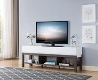 Support tv 60'' avec rangement, chêne blanc/noyer
