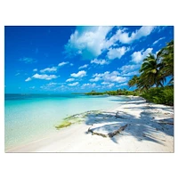 Design Art Tropical Beach with Palm Shadows Large Seashore Canvas Art Print