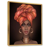 Designart African American Woman with Turban V FLOAT FRAME WALL ART