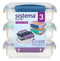 Récipients de conservation des aliments Sistema Klip It, la couleur peut varie 200 ml, paq. de 3P