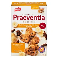Praeventia Brisures de Chocolat Noir 70% Cacao et Bananes Mini Biscuits 210g/7 sachets